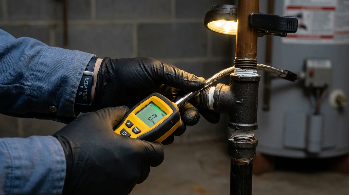 Gas leak detection with electronic sniffer by Johns Plumbing LLC in Montevallo