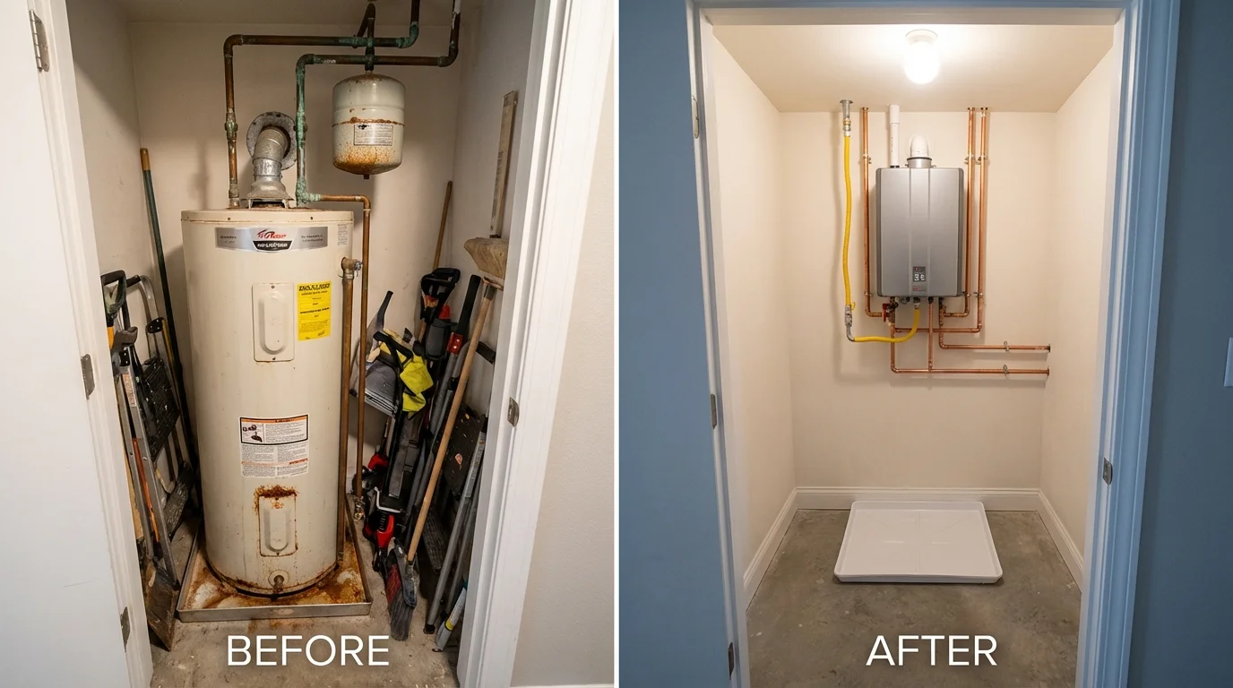 Tank water heater versus wall-mounted tankless unit comparison for Montevallo, AL homeowners